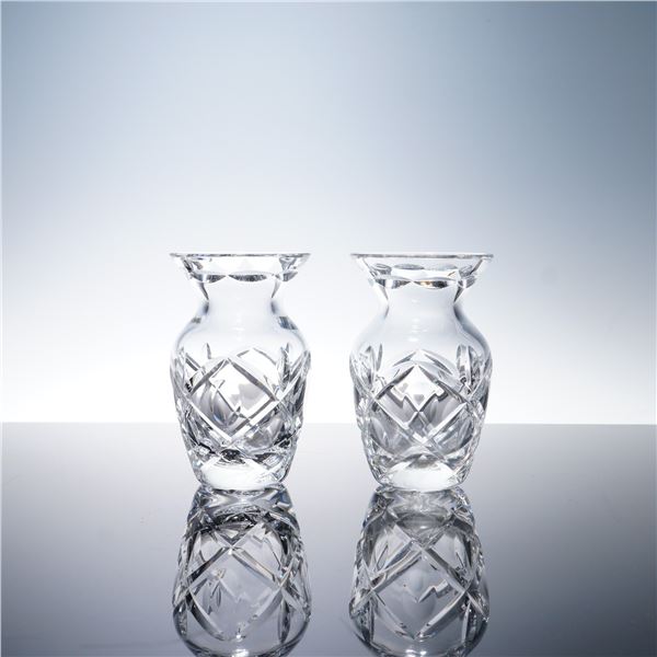2pc Waterford Crystal Bud Vases Crosscut Design