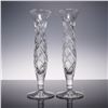 Image 1 : Pair of Cut Crystal Bud Vases, Diamond Pattern