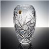 Image 1 : Polish Hand Cut Lead Crystal Vase with Radiating Starbursts & Crosshatches