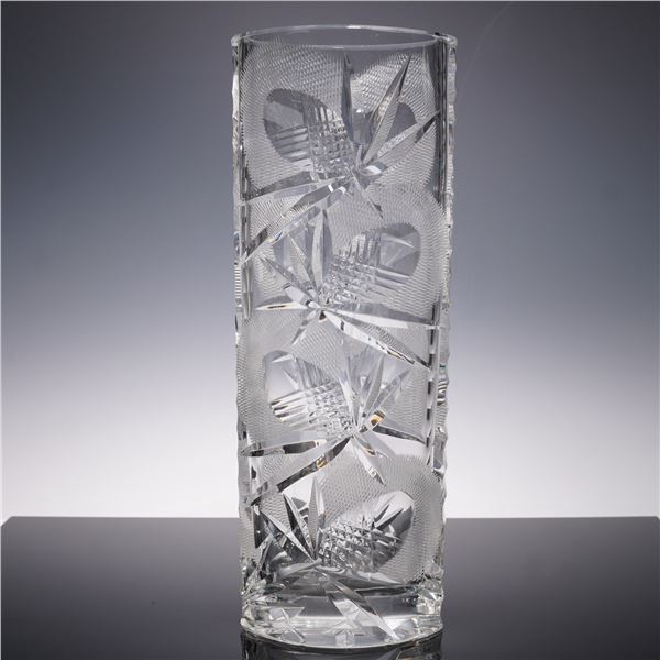 Vintage Brilliant Cut Crystal Tall Vase