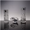 Image 1 : 3pc Hand Cut Crystal Vases and Shell Bowl