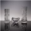Image 2 : 3pc Hand Cut Crystal Vases and Shell Bowl