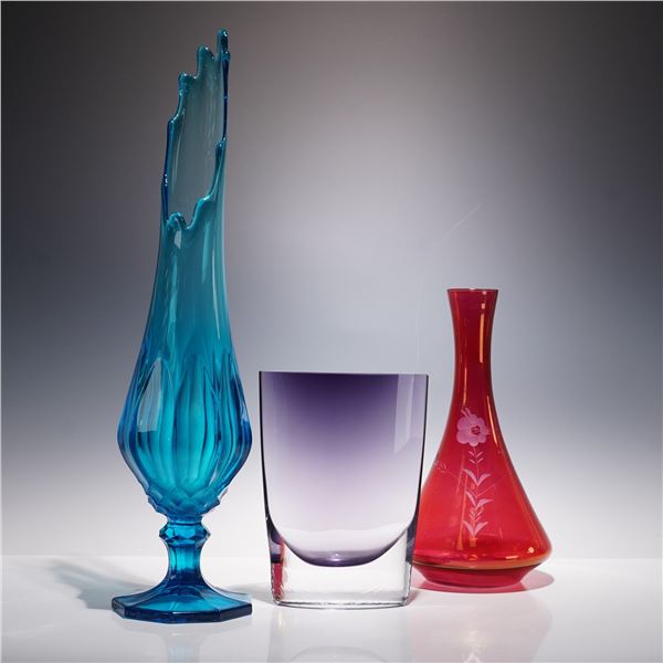 3pc Vintage Art Glass Vases