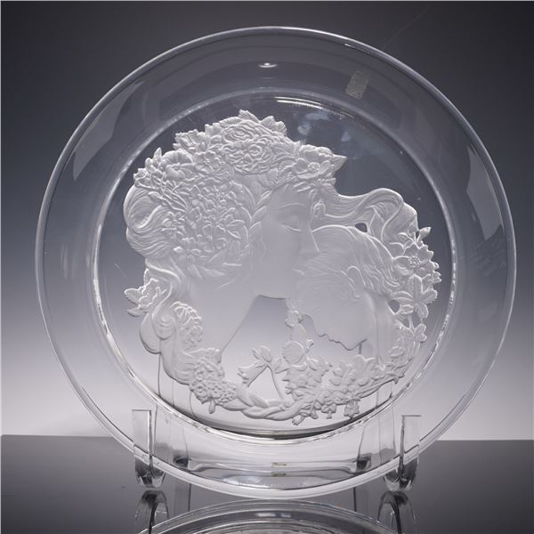 Luciana Roselli for Lalique Crystal Plate, Mother With Child