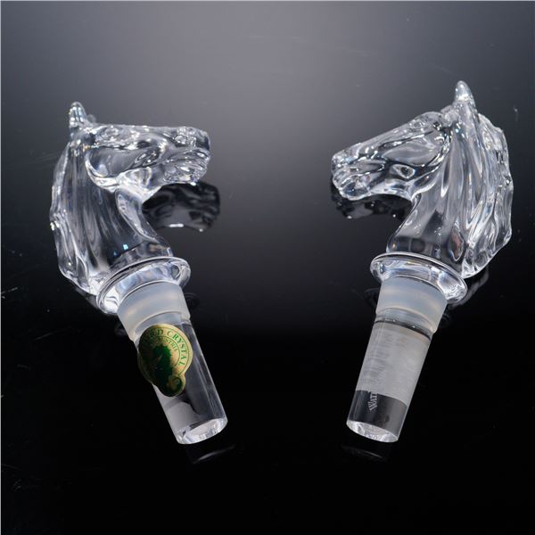 Pair of Waterford Crystal Bottle Stoppers, Horse Head Design