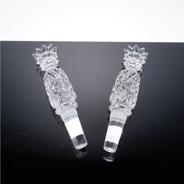 2pc Waterford Crystal Pineapple Bottle Stoppers with Boxes