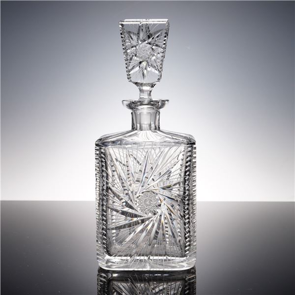 American Brilliant Style Cut Crystal Decanter with Stopper