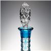Image 3 : Bohemian Blue Cut-to-Clear Crystal Decanter w/Stopper: Grapevine Panels
