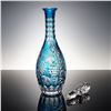 Image 4 : Bohemian Blue Cut-to-Clear Crystal Decanter w/Stopper: Grapevine Panels