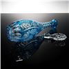 Image 5 : Bohemian Blue Cut-to-Clear Crystal Decanter w/Stopper: Grapevine Panels