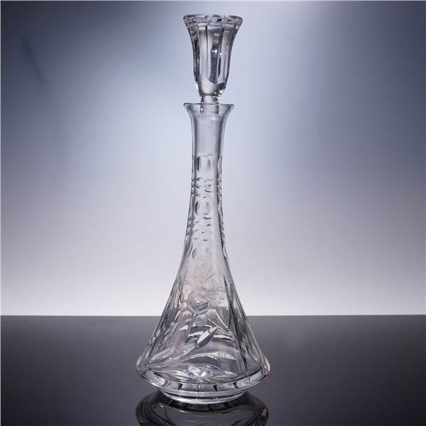 2pc Elegant Cut Crystal Decanter with Faceted Stopper