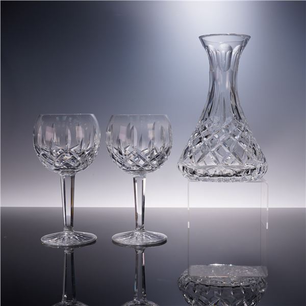 3pc Waterford Crystal Balloon Win Glasses and Carafe, Lismore