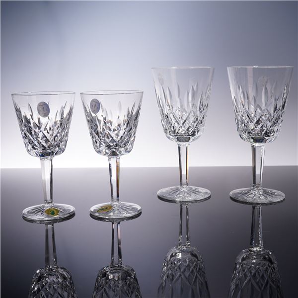4pc Waterford Crystal Claret Wine and Water Goblets, Lismore