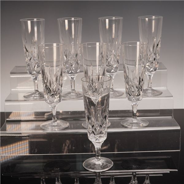 8pc Gorham King Edward Crystal Champagne Flutes