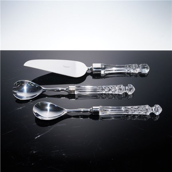 3pc Waterford Crystal and Stainless Server Set with Boxes