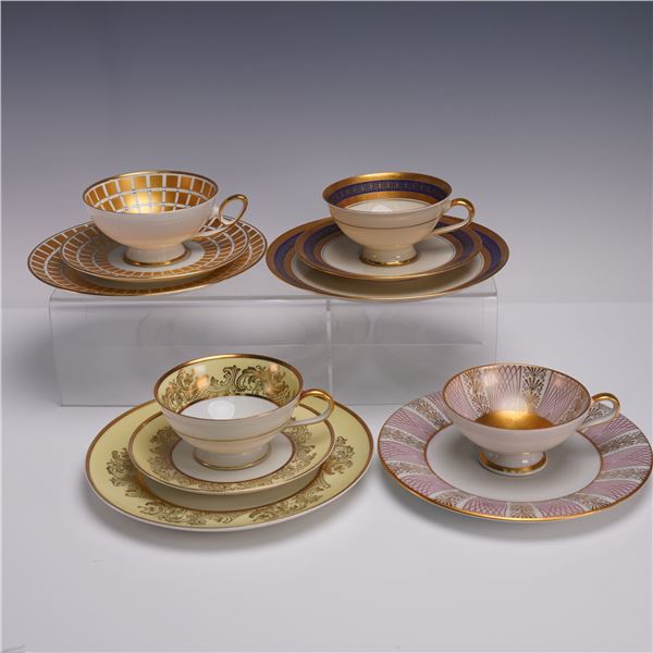 11pc Assorted German Porcelain Gilt Cup and Saucer Sets