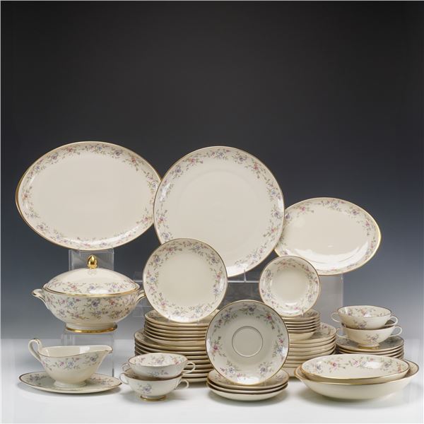 53pc FÃ¼rstenberg German Porcelain Dinnerware Set, Floral & Gilt