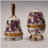 Image 1 : 2pc Lefton China Violets Ring Boxes with Gold Trim