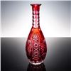 Image 1 : Bohemian Ruby Cut-to-Clear Crystal Bottle with Grape & Geometric Panel