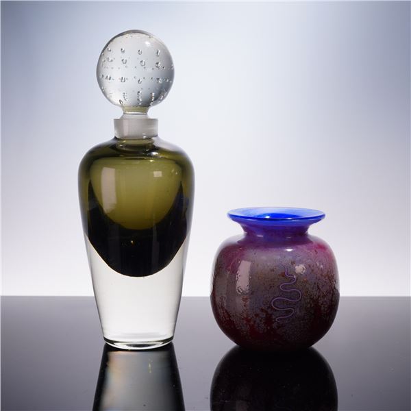 3pc Erickson Perfume Bottle with Stopper and Arizona Studio Glass Vase