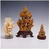 Image 1 : 3pc Chinese Carved Stone Sculptures on Stands