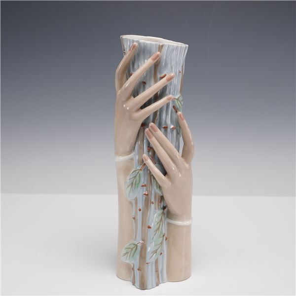 Casades Spanish Porcelain Vase, Hands Holding Tree Trunk