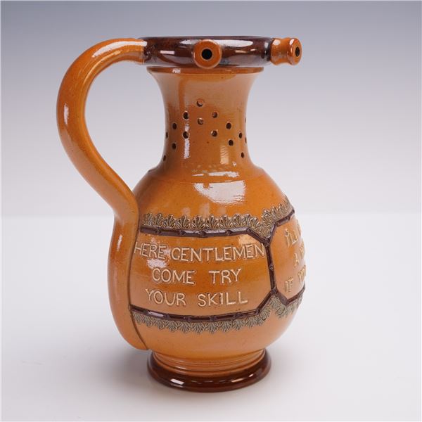 Doulton Lambeth Stoneware Puzzle Jug, Here Gentlemen Come Try Your Skill