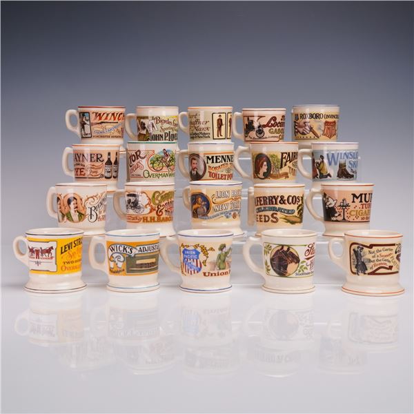 20pc Franklin Porcelain, The Antique Miniature Shaving Mug Collection
