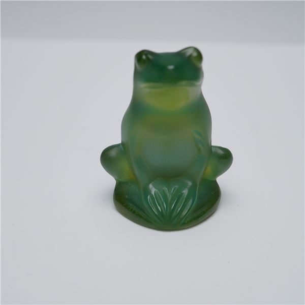 Lalique Crystal Frog Figurine Green France Signed