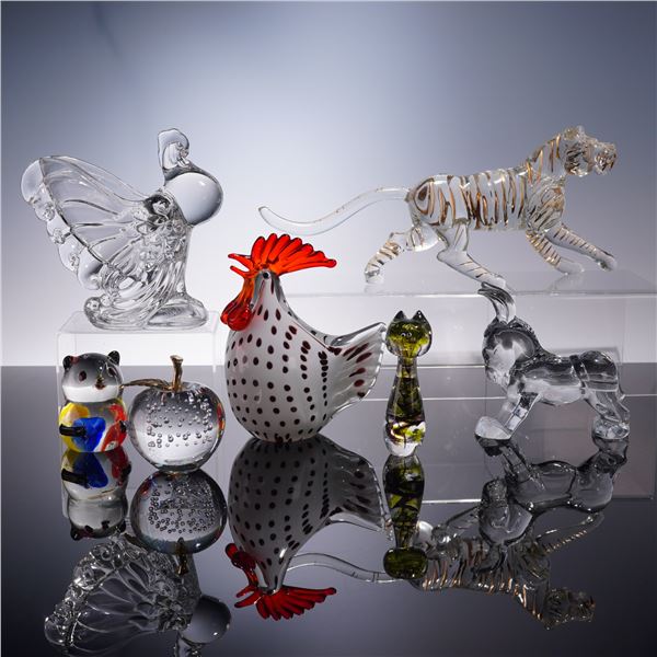 7pc Group of Art Glass Animal Figures and Paperweights