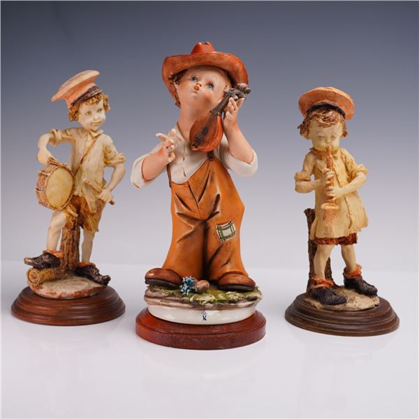 3pc Italian Figurine Lot Children Playing Instruments