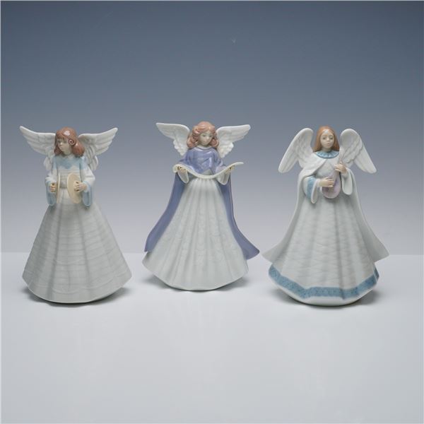 3pc Set of Lladro Tree Toppers, Angelic Melody, Cymbalist, 90s Blue