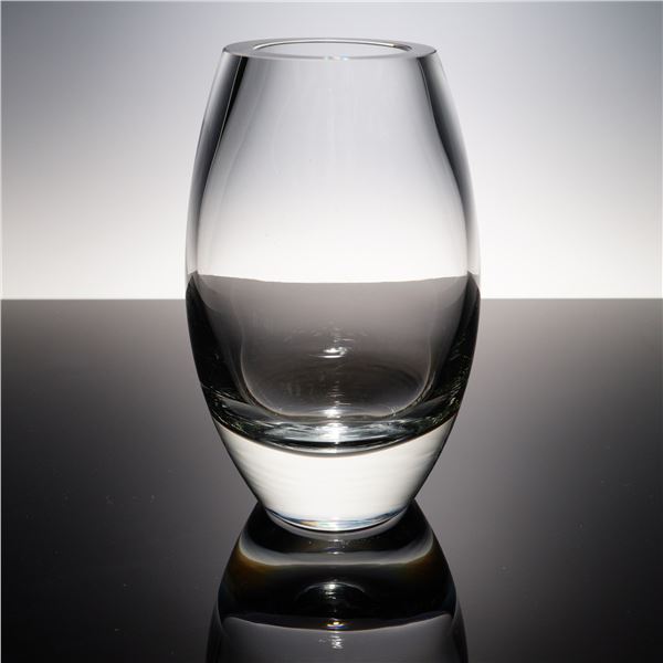 Modernist Thick-Walled Crystal Vase with Freeform Interior Pocket