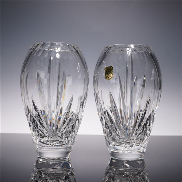 Pair of Hand Cut Lead Crystal Vases