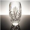 Image 1 : Polish Hand Cut Lead Crystal Vase with Starburst Medallion and Fan Panels