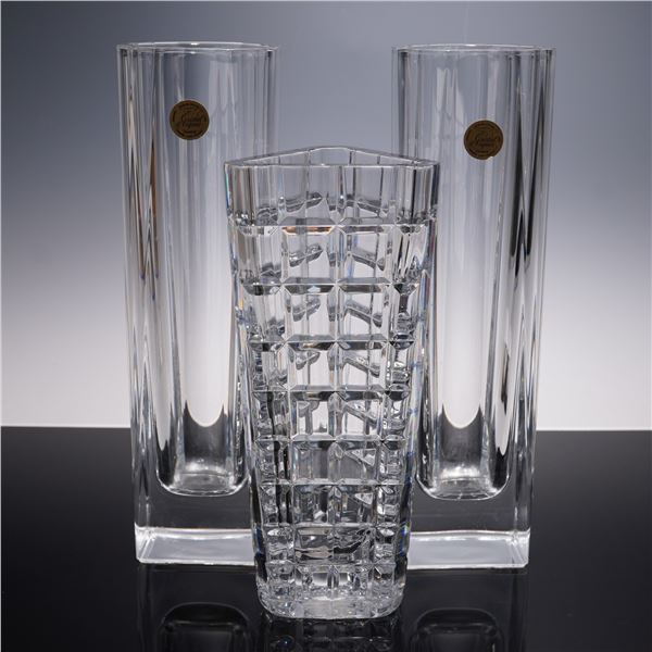 3pc Mikasa & Cristal D'Arques Crystal Vases