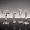 Image 1 : 4pc Cut Glass Compote, Vase, and Pair of Candleholders