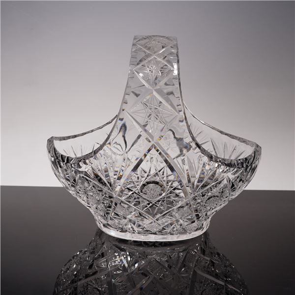 Vintage American Cut Crystal Basket with Handle