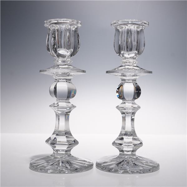 Pair of Russian Crystal Candlestick Holders