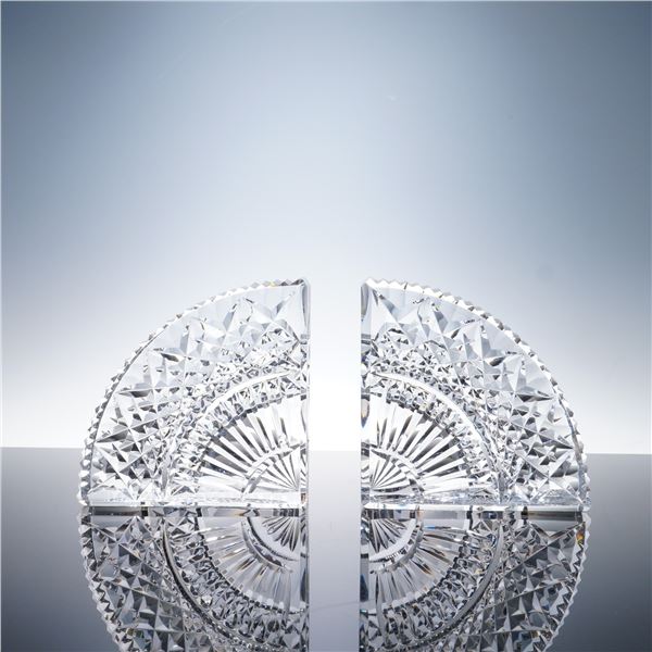 2pc Waterford Crystal Bookends Fan Cut Design