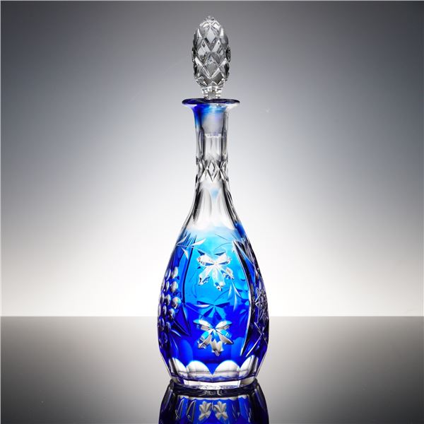 Cut to Clear Cobalt Crystal Decanter with Stopper
