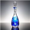 Image 1 : Cut to Clear Cobalt Crystal Decanter with Stopper