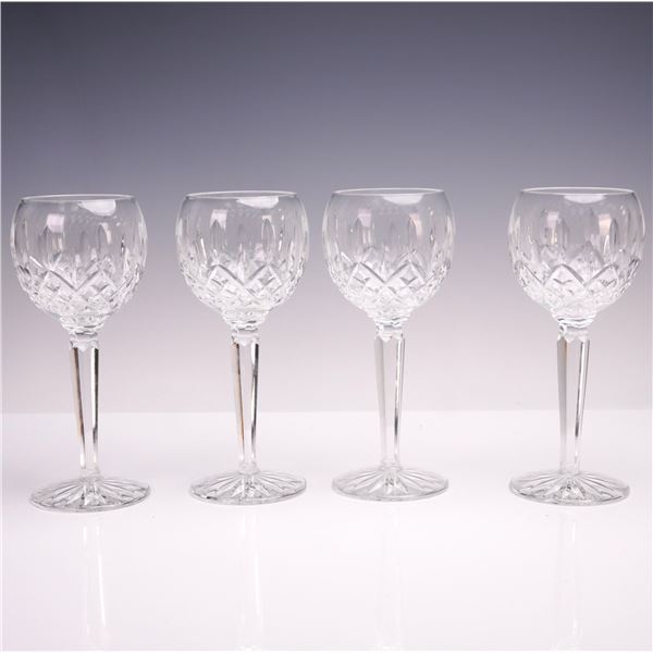 4pc Set of Waterford Cut Crystal Lismore Hock Wine Glasses with Box