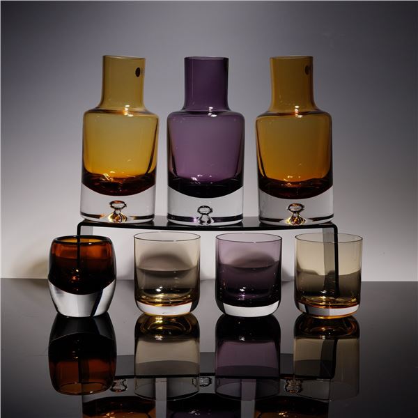 7pc Mid Century Krosno Glass Carafe and Tumbler Set