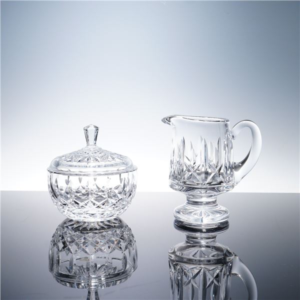 2pc Waterford Crystal Sugar Bowl and Creamer