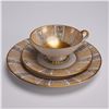 Image 2 : 9pc Assorted German Porcelain Gilt Trio Sets: Teacup, Saucer & Dessert Plt