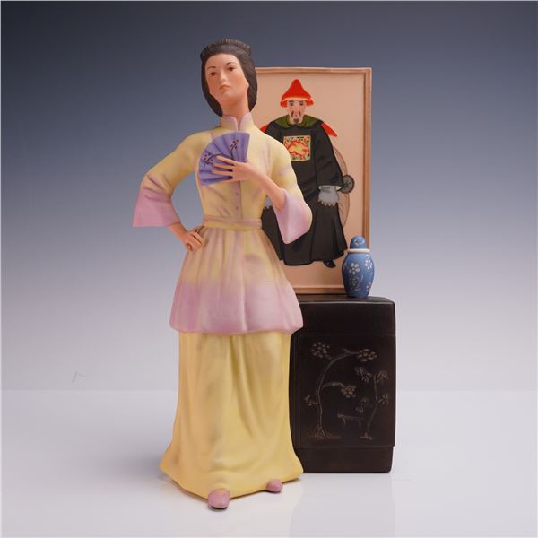 Laszlo Ispanky Porcelain Figurine Asian Woman with Fan
