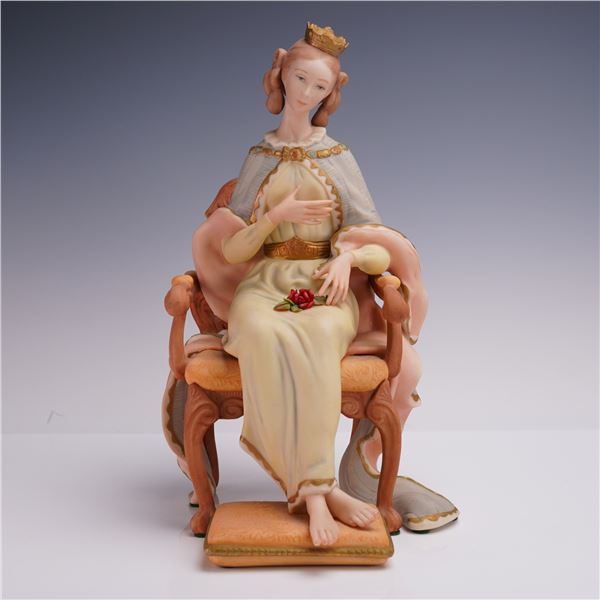 Laszlo Ispanky Porcelain Figurine Seated Queen with Rose