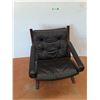 Image 1 : *Wood Framed Leather Cushioned Chair - As Is CANNOT SHIP