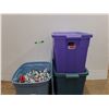 Image 1 : **(3) Rubbermaid Totes - One Contains Christmas Tree Ornaments -- CANNOT SHIP